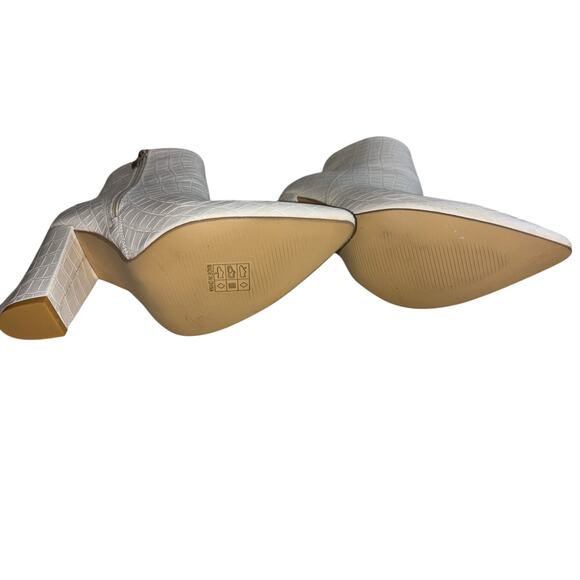 NWOT White Crocodile Pattern Faux Leather High Heel Ankle Boots EU 39 / US 8.5 - Picture 7 of 12